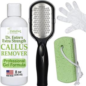 img 4 attached to 👣 Dr. Entre's Callus Remover Kit: 8oz Gel for Callus Removal, Foot File, Pumice Stone, 5 Glove Pairs for Gel Application, Spa Kit, Foot Care, Pedicure Tools for Cracked Heels