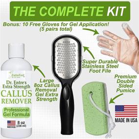 img 3 attached to 👣 Dr. Entre's Callus Remover Kit: 8oz Gel for Callus Removal, Foot File, Pumice Stone, 5 Glove Pairs for Gel Application, Spa Kit, Foot Care, Pedicure Tools for Cracked Heels