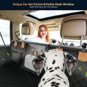 img 3 attached to PettingPal Dog Car Seat Cover: Waterproof Scratchproof Hammock with Mesh Window, Non-slip Protector for Backseats of Cars, SUVs, Trucks - Includes Car Net Pocket and Side Flaps