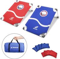 🎯 xgear pvc frame cornhole game set - classic toss game set for all ages - bean bag toss yard game - portable, with 8 bean bags and travel carrying bag - blue/red - 3 x 2 feet - enjoy fun and entertainment логотип