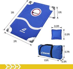 img 2 attached to 🎯 XGEAR PVC Frame Cornhole Game Set - Classic Toss Game Set for All Ages - Bean Bag Toss Yard Game - Portable, with 8 Bean Bags and Travel Carrying Bag - Blue/Red - 3 x 2 Feet - Enjoy Fun and Entertainment