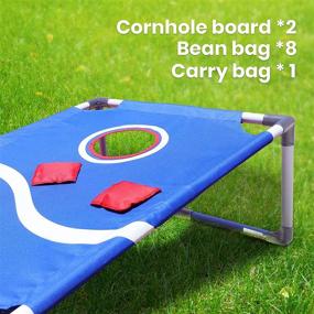 img 3 attached to 🎯 XGEAR PVC Frame Cornhole Game Set - Classic Toss Game Set for All Ages - Bean Bag Toss Yard Game - Portable, with 8 Bean Bags and Travel Carrying Bag - Blue/Red - 3 x 2 Feet - Enjoy Fun and Entertainment