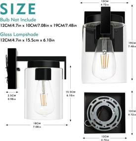 img 1 attached to 💡 Modern Black Wall Sconce with Clear Glass Shade - Stylish Lighting Fixture for Bathroom, Hallway, Bedroom, and Living Room