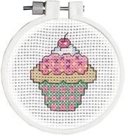 🧁 janlynn cupcake mini round cross stitch kit - 11 count, 3-inch ideal for kids logo