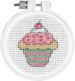 img 1 attached to 🧁 Janlynn Cupcake Mini Round Cross Stitch Kit - 11 Count, 3-Inch Ideal for Kids