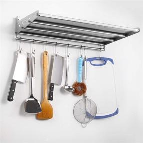 img 1 attached to 🛁 Versatile Stainless Steel Wall Mount Shelf with Hooks for Bathroom and Kitchen Storage - Commercial Grade Rack for Restaurants, Bars, and More (13.78" x 23.62")