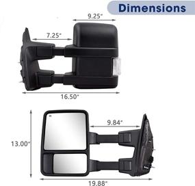 img 1 attached to 🚚 Towing Mirrors Compatible with 1999-2016 Super Duty Truck: F250 F350 F450 F550 - Power Heated Extendable Manual Telescoping & Folding Pair with Switchback Lights