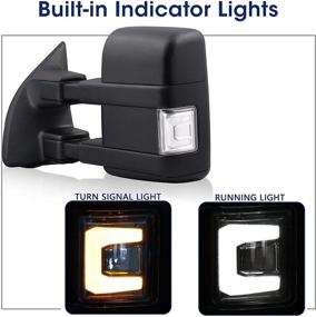 img 2 attached to 🚚 Towing Mirrors Compatible with 1999-2016 Super Duty Truck: F250 F350 F450 F550 - Power Heated Extendable Manual Telescoping & Folding Pair with Switchback Lights