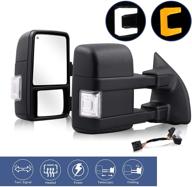 🚚 towing mirrors compatible with 1999-2016 super duty truck: f250 f350 f450 f550 - power heated extendable manual telescoping & folding pair with switchback lights logo