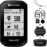 🚴 bryton rider 420t gps cycling bike computer bundle (with cadence and hrm sensors), long 35-hour battery life, turn-by-turn trail navigation. support for 5 satellite systems ensures unparalleled accuracy. logo