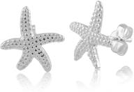 🌟 spectacular sterling silver starfish stud earrings: chic jewelry for girls logo