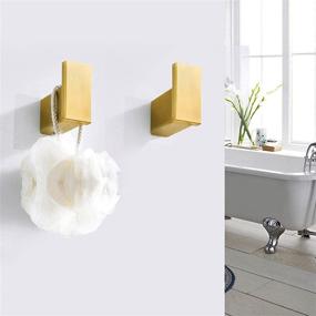 img 2 attached to 🛁 BATHSIR Gold Towel Hooks, Brushed Gold Robe Hooks - Wall Mount Coat Hook 2 Pack | Stainless Steel