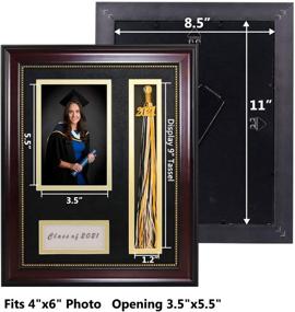 img 1 attached to 🎓 Class of 2021 Graduation Shadow Box Frame with Tassel Holder - 4x6 Picture Display, Real Glass, Black Over Gold Double Mat - Wall & Tabletop Design - GraduationMall