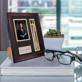 img 3 attached to 🎓 Class of 2021 Graduation Shadow Box Frame with Tassel Holder - 4x6 Picture Display, Real Glass, Black Over Gold Double Mat - Wall & Tabletop Design - GraduationMall