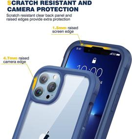 img 1 attached to 📱 DiACLARA iPhone 13 Pro Max Case - Full Body Protective Rugged Cover with Built-in [Touch Sensitive] Screen Protector - Shockproof Bumper Case for 6.7'' iPhone 13 Pro Max - Dark Blue