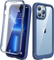 📱 diaclara iphone 13 pro max case - full body protective rugged cover with built-in [touch sensitive] screen protector - shockproof bumper case for 6.7'' iphone 13 pro max - dark blue logo