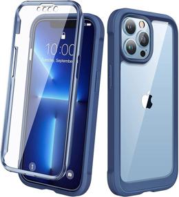 img 4 attached to 📱 DiACLARA iPhone 13 Pro Max Case - Full Body Protective Rugged Cover with Built-in [Touch Sensitive] Screen Protector - Shockproof Bumper Case for 6.7'' iPhone 13 Pro Max - Dark Blue