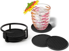 img 1 attached to 🥤 Spectrum Diversified Euro Coaster Set With Holder - Set of 6 Waterproof Drink Coasters - Flexible Coasters With Holder - Premium Coasters for Hot & Cold Beverages