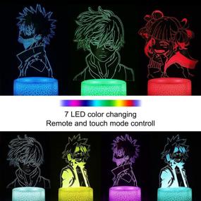 img 2 attached to 🎁 3D My Hero Academia Lamp: Anime 3D Illusion Lamp with Remote Control - Perfect Birthday & Christmas Gift for Kids, Boys, Girls - 4 Patterns and 16 Color Change Decor