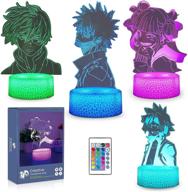 🎁 3d my hero academia lamp: anime 3d illusion lamp with remote control - perfect birthday & christmas gift for kids, boys, girls - 4 patterns and 16 color change decor логотип