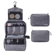 waterproof small travel toiletry bag - men and women's hanging shaving dopp kit organizer (gray) logo