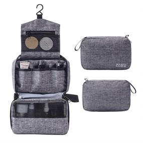 img 4 attached to Waterproof Small Travel Toiletry Bag - Men and Women's Hanging Shaving Dopp Kit Organizer (Gray)