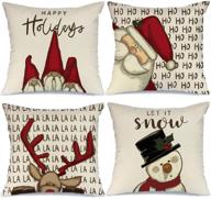 🦌 aeney christmas decorations pillow covers 18x18 set of 4 - festive gnome santa deer snowman rustic winter holiday throw pillows for home, farmhouse christmas decor - xmas cushion cases for couch logo