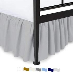 img 4 attached to 🛏️ Premium Ultra Soft Microfiber Ruffled Split Corner Bed Skirt with Platform - Easy Fit Gathered Style Dust Ruffle with 3 Sided Coverage, 14 Inches Drop - Queen Size, Light Grey Solid