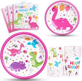 img 4 attached to WERNNSAI Dinosaur Party Tableware Set
