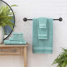 img 2 attached to 🛀 Ultimate Welhome Basic 100% Cotton Towel Set (Duck Egg) - 8 Piece - Quick Dry, High Absorbency - Luxuriously Soft - 434 GSM - Machine Washable - 2 Bath, 2 Hand, 4 Wash Towels