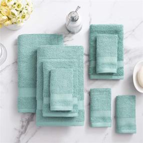 img 3 attached to 🛀 Ultimate Welhome Basic 100% Cotton Towel Set (Duck Egg) - 8 Piece - Quick Dry, High Absorbency - Luxuriously Soft - 434 GSM - Machine Washable - 2 Bath, 2 Hand, 4 Wash Towels