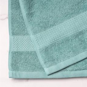 img 1 attached to 🛀 Ultimate Welhome Basic 100% Cotton Towel Set (Duck Egg) - 8 Piece - Quick Dry, High Absorbency - Luxuriously Soft - 434 GSM - Machine Washable - 2 Bath, 2 Hand, 4 Wash Towels