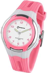 img 4 attached to 🌊 Waterproof Analog Wristwatches for Girls | Educational Learning Watches"