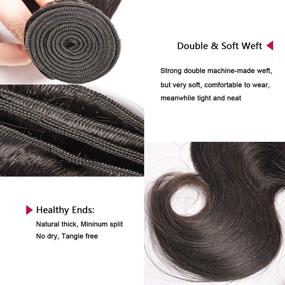 img 1 attached to 🌊 Нарядные пучки волос DFX Hair Body Wave - 24 22 20 18, 4 набора пучков - Шевелюра из человеческих волос 9А-класса, тип бразильской волны - натурально черные - в распродаже - волнистые наращивания волос.