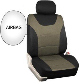 img 2 attached to Universal Fit Car Front Seat Covers: Black Tan, Sedan, Truck, SUV - 2pcs