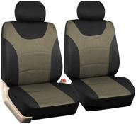 universal fit car front seat covers: black tan, sedan, truck, suv - 2pcs logo