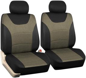 img 4 attached to Universal Fit Car Front Seat Covers: Black Tan, Sedan, Truck, SUV - 2pcs