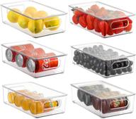 esarora refrigerator organizer bins with lids - 6 pack stackable clear fridge bins 🧊 with handles for fridge, freezer, kitchen cabinet, pantry organization - bpa free freezer organizer bins логотип