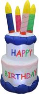 🎂 bzb goods 6ft inflatable happy birthday cake with 4 candles: outdoor/indoor led light decorations logo