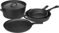 🍳 5-piece kitchen cookware set by amazon basics - pre-seasoned cast iron pots and pans logo