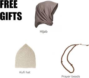 img 1 attached to 🕋 SAQENZA Burgundy Prayer Rug: Muslim Prayer Rug, Hijab, Beads, and Cap Set - Ideal Ramadan Gifts