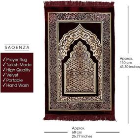 img 2 attached to 🕋 SAQENZA Burgundy Prayer Rug: Muslim Prayer Rug, Hijab, Beads, and Cap Set - Ideal Ramadan Gifts