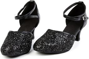 img 1 attached to Sequined Leather Pointed Ballroom Rubber Women's Shoes in Athletic