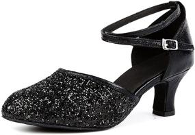 img 2 attached to Sequined Leather Pointed Ballroom Rubber Women's Shoes in Athletic