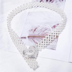 img 1 attached to Dubulle Women's Elastic Pearl Belt with Rhinestone Crystal Sashes - Ideal for Wedding, Bridal, Bridesmaid Dresses and as a Waist Chain for a Sexy Look