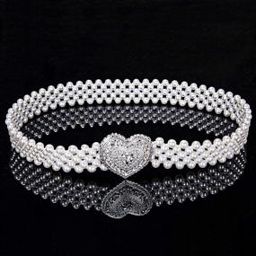 img 3 attached to Dubulle Women's Elastic Pearl Belt with Rhinestone Crystal Sashes - Ideal for Wedding, Bridal, Bridesmaid Dresses and as a Waist Chain for a Sexy Look