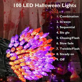 img 3 attached to 🎃 Lomotech Orange Purple Halloween Lights, 33ft 100 LED Battery Operated Orange Purple String Lights, Waterproof with Timer, 8 Modes Halloween Fairy Lights, Perfect for Home Decor, Party, Halloween Decoration