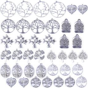 img 1 attached to 🌳 Enhance Your Jewelry Collection with BronaGrand 40Pcs Tree of Life Charms Pendents: Perfect for DIY Bracelets, Necklaces, and Earrings in Antique Silver