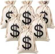 💰 boao 24 pack money bag pouch: canvas cloth drawstring closure with dollar sign symbol - perfect for toy party favors & novelty props логотип