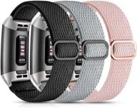 🔗 премиум эластичные упругие резинки для fitbit charge 3 и charge 4 - 3 штуки черный/серый/розовый логотип